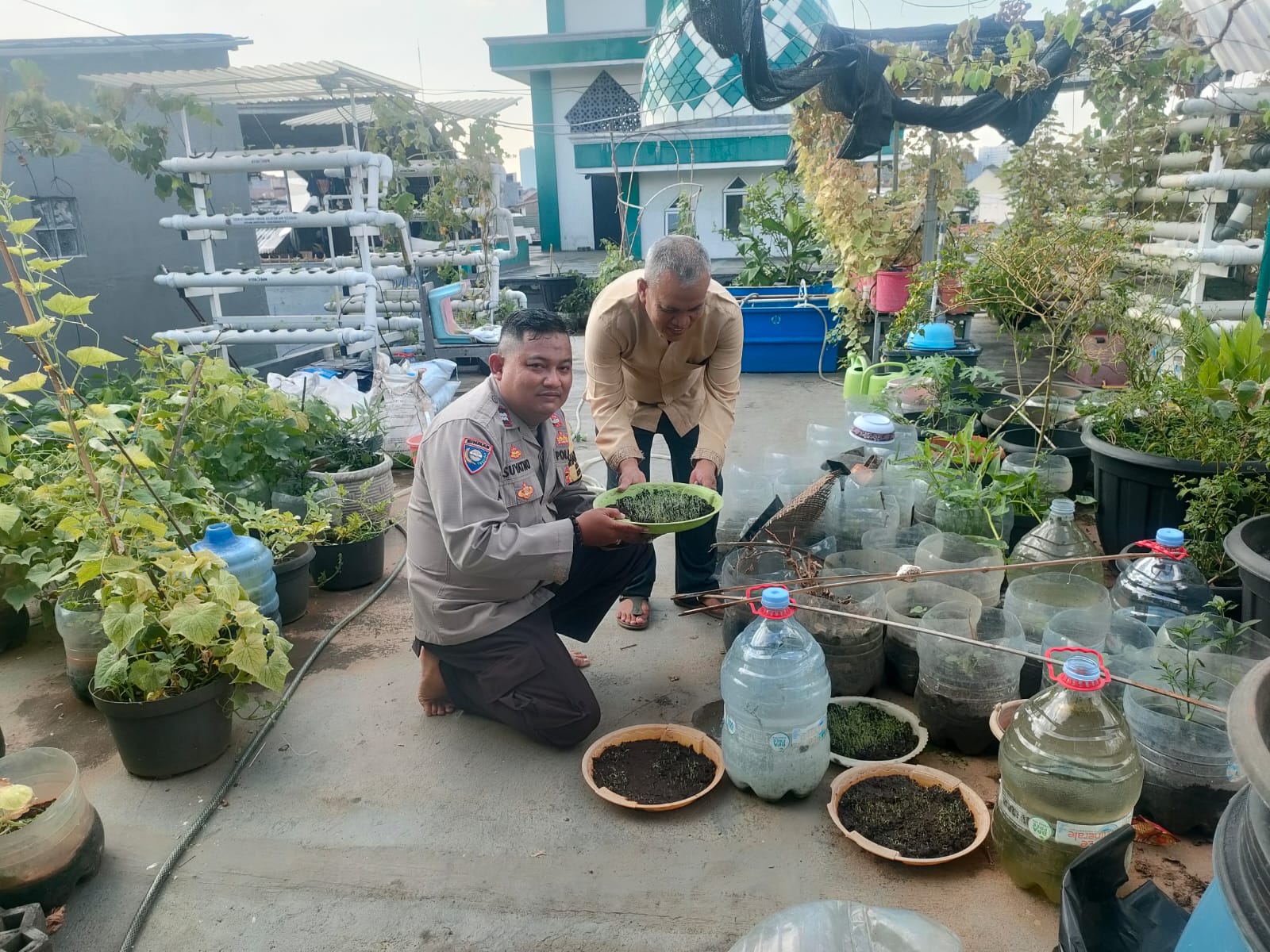 Wujudkan Swasembada Pangan Bhabinkamtibmas Palmerah Bersama Warga Manfaatkan Lahan Kosong Jadi Lahan Hidroponik