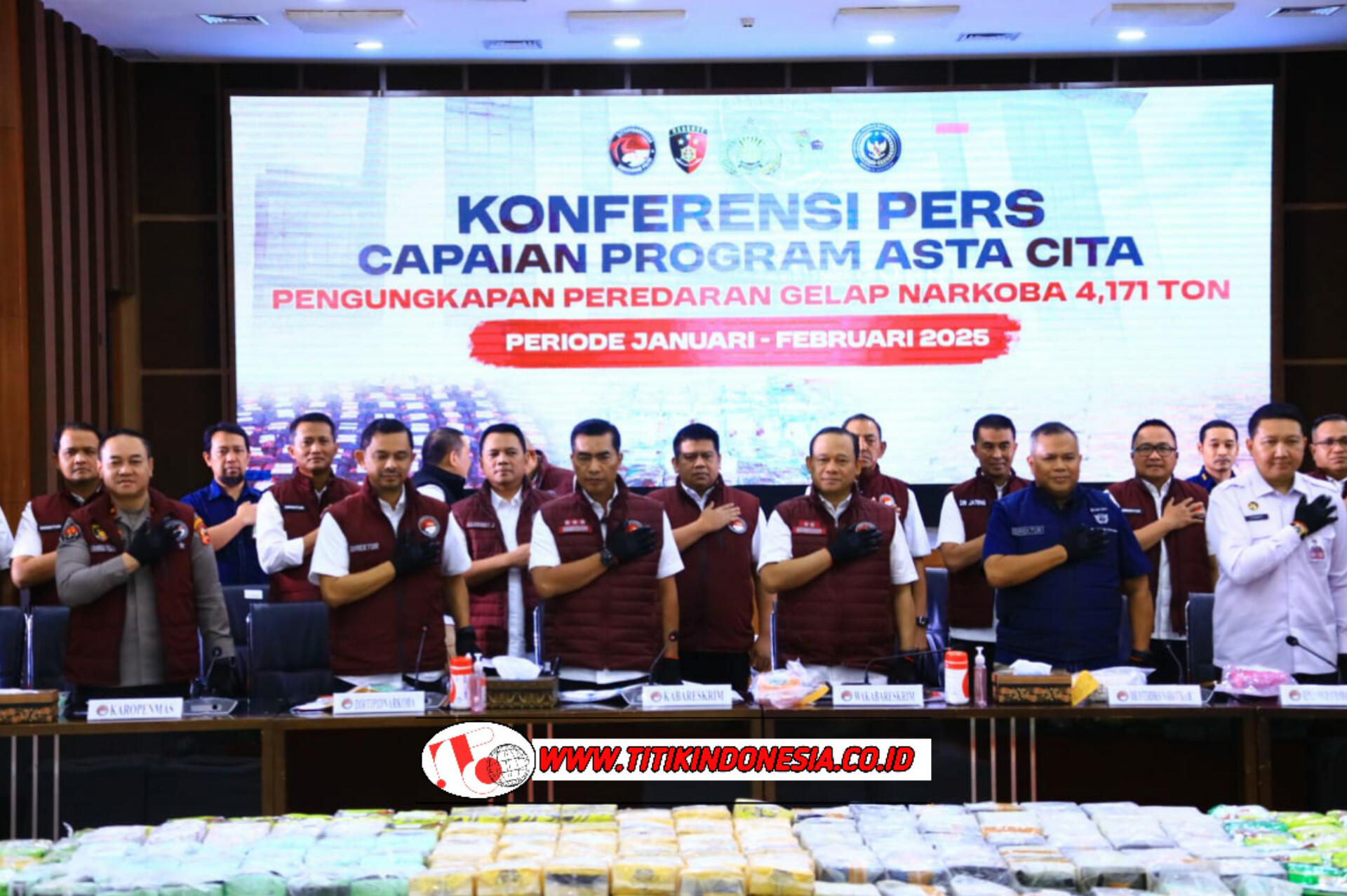 BARESKRIM POLRI UNGKAP 6.881 KASUS NARKOBA DALAM DUA BULAN, 9.586 TERSANGKA DITANGKAP DAN 4,171 TON NARKOTIKA