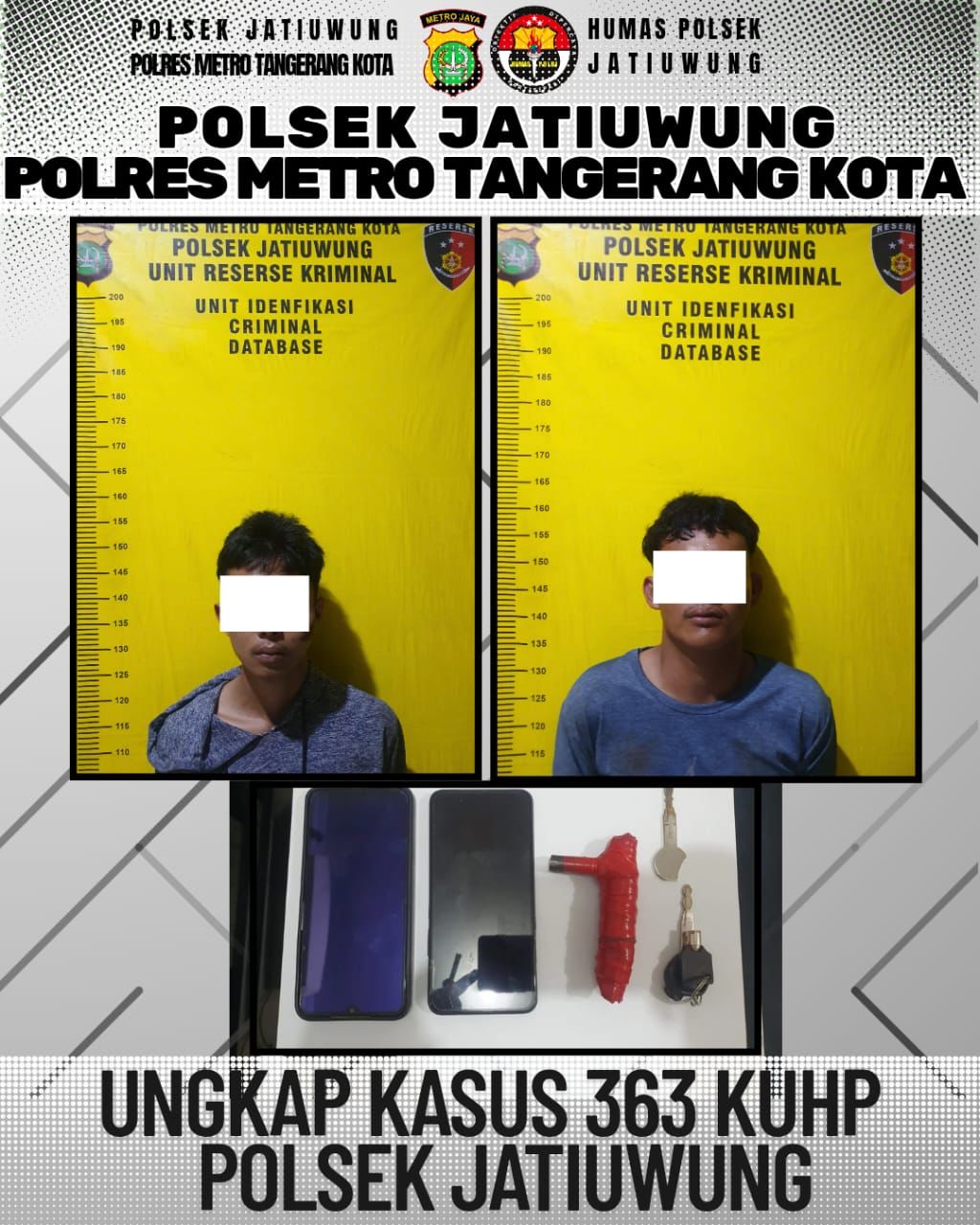 Polsek Jatiuwung berhasil menangkap Komplotan Curanmor, yang sudah melaksanakan aksinya sebanyak 50 kali. 