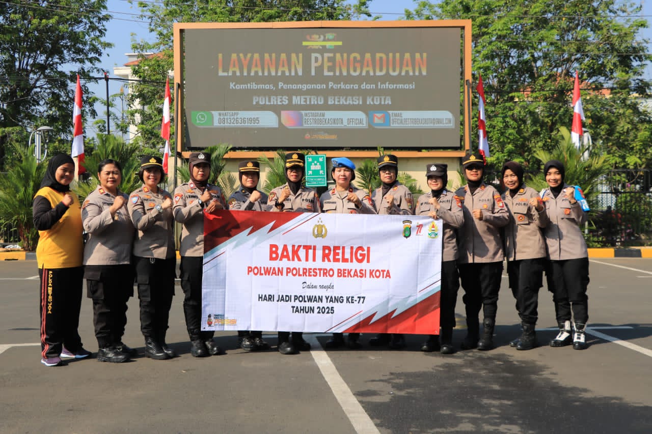 Polwan Polres Metro Bekasi Kota Gelar Bakti Religi Sambut Hari Jadi Polwan ke-7