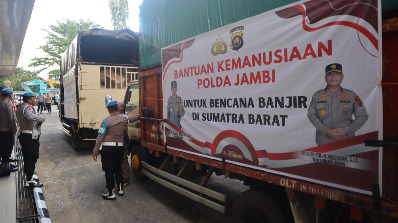 POLDA JAMBI & BHAYANGKARI DAERAH JAMBI BERANGKATKAN BANTUAN KEMANUSIAAN UNTUK KORBAN BENCANA SUMATERA BARAT
