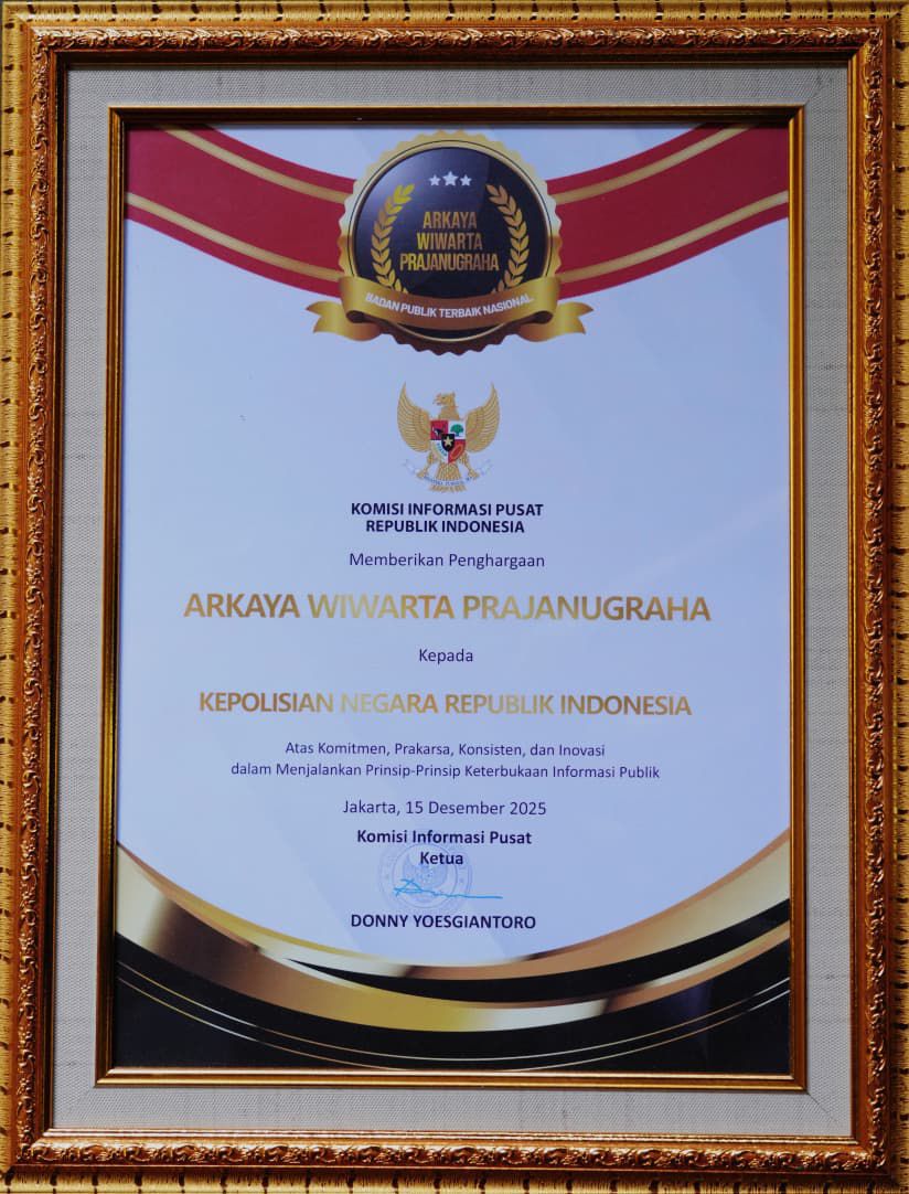 Reformasi Birokrasi Polri Berbuah Penghargaan KIP 2025, Jadi Teladan Nasional