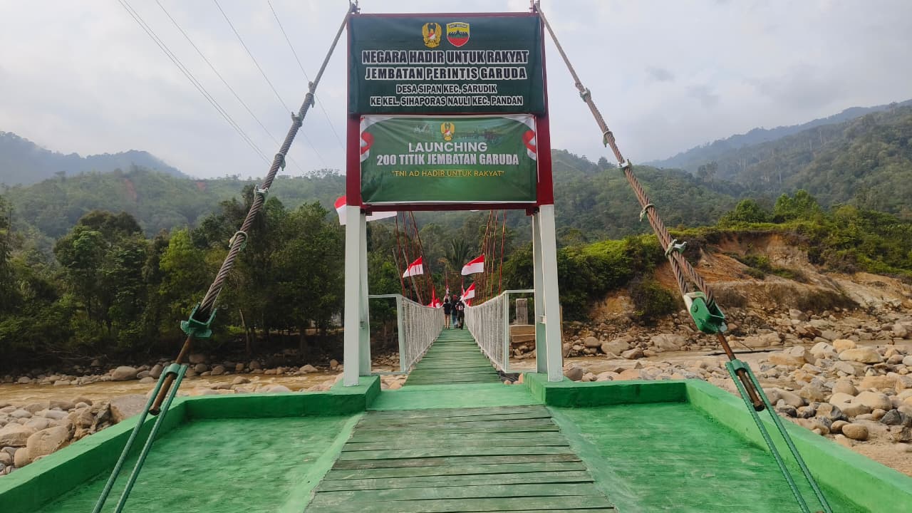 Jembatan Gantung Perintis Garuda Desa Sipan Selesai, Aktivitas Warga Kembali Lancar