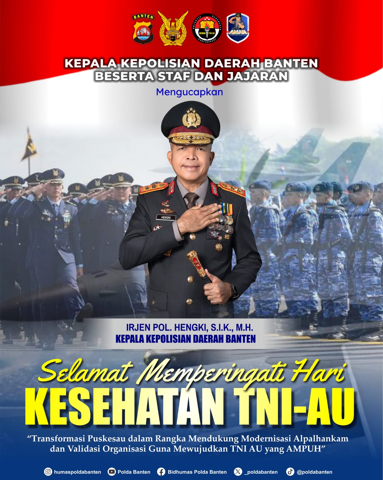 Polda Banten Sampaikan Ucapan Hari Kesehatan TNI AU, Perkuat Sinergi dalam Pelayanan Kesehatan