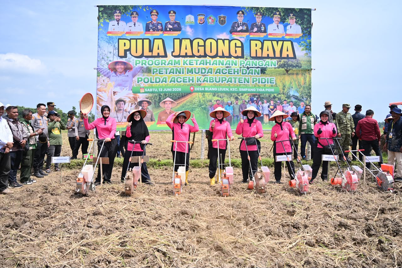 ‎Tanam Jagung Raya 40 Hektare di Pidie, Polda Aceh dan Petani Muda Perkuat Ketahanan Pangan Nasional