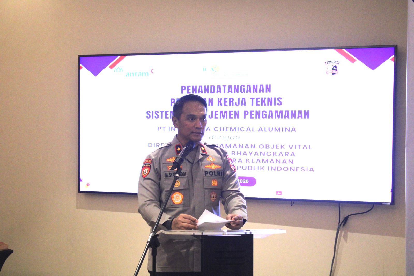 Ditpamobvit Baharkam Polri dan PT Indonesia Chemical Alumina Tumpas Celah Keamanan Melalui Penandatanganan PKT SMP