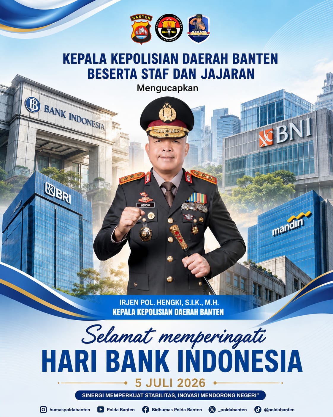 Peringati Hari Bank Indonesia, Polda Banten Sampaikan Apresiasi dan Ucapan Selamat