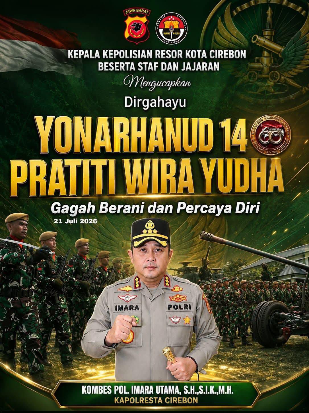 Kapolres Cirebon Bersama Jajaran Ucapkan Dirgahayu ke-64 Yon Arhanud 14/Pratiti Wira Yudha