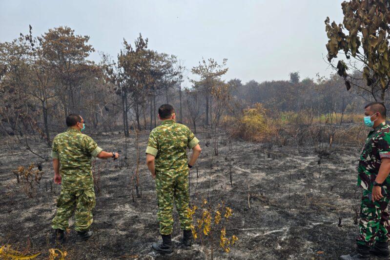 Brigjen TNI Zamroni Tinjau Lokasi Karhutla Desa Balai Agung Sintang, Pastikan Api Padam
