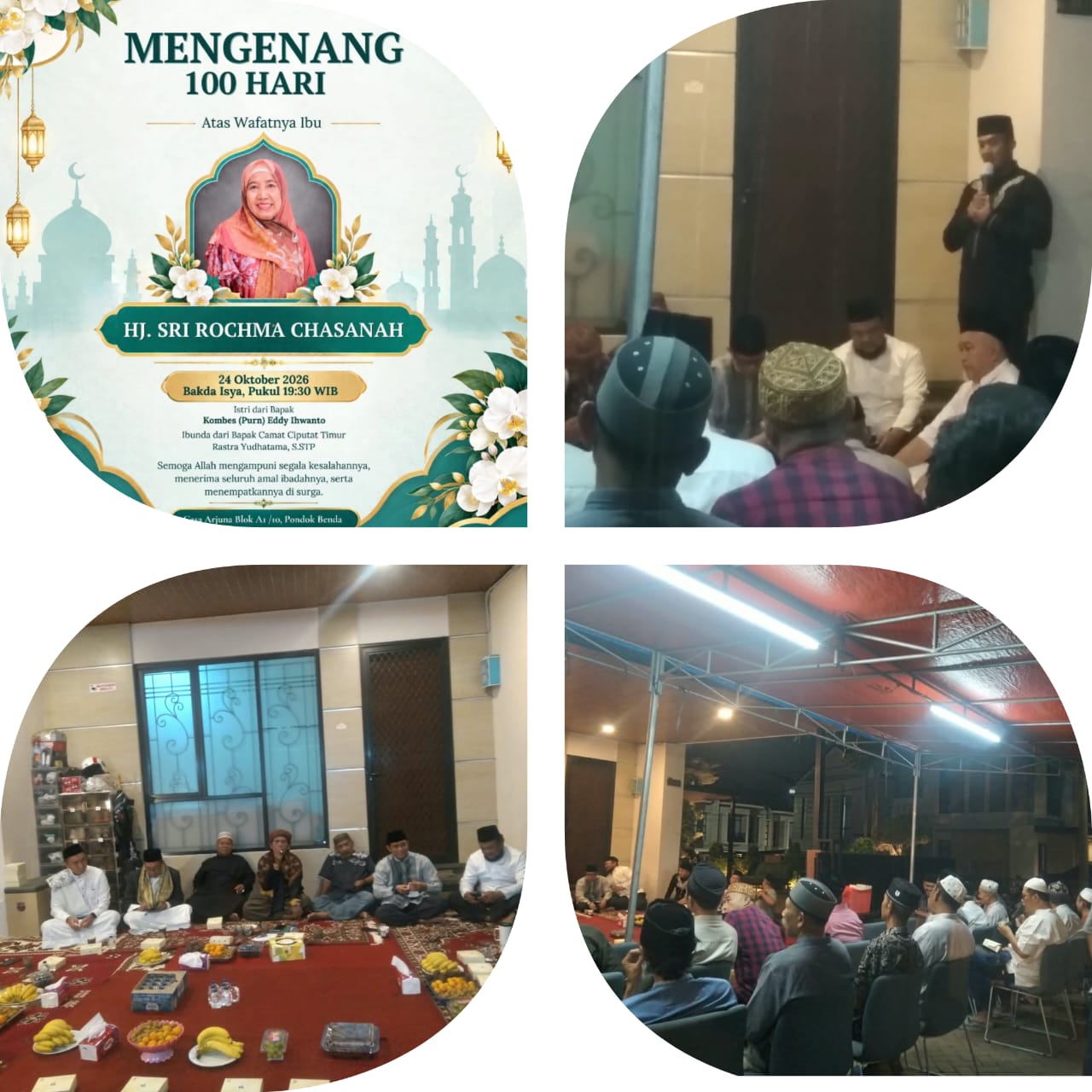 Peringati 100 hari wafatnya Hj.Sri Rochma Chasanah, ibunda Camat Ciputat Timur Rastra Yudhatama, S.STP berjalan penuh khidmat